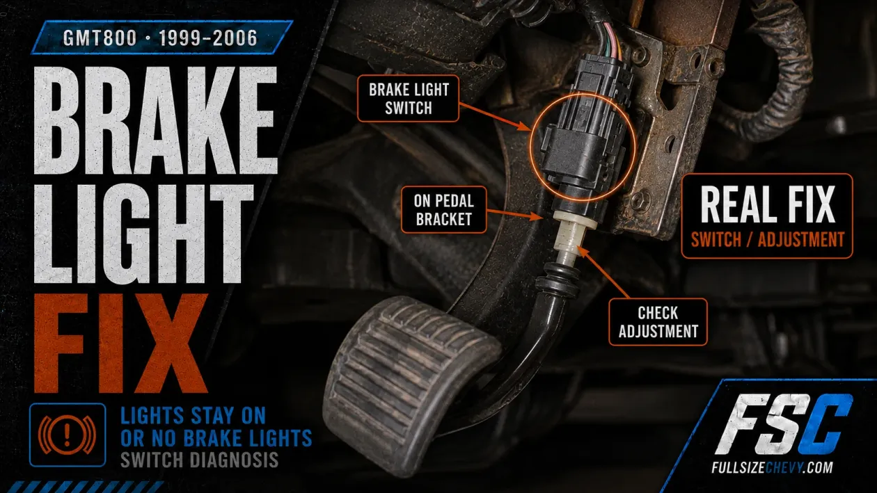 GMT800 Brake Lights Stuck On or Not Working: Brake Light Switch Fix (1999–2006)